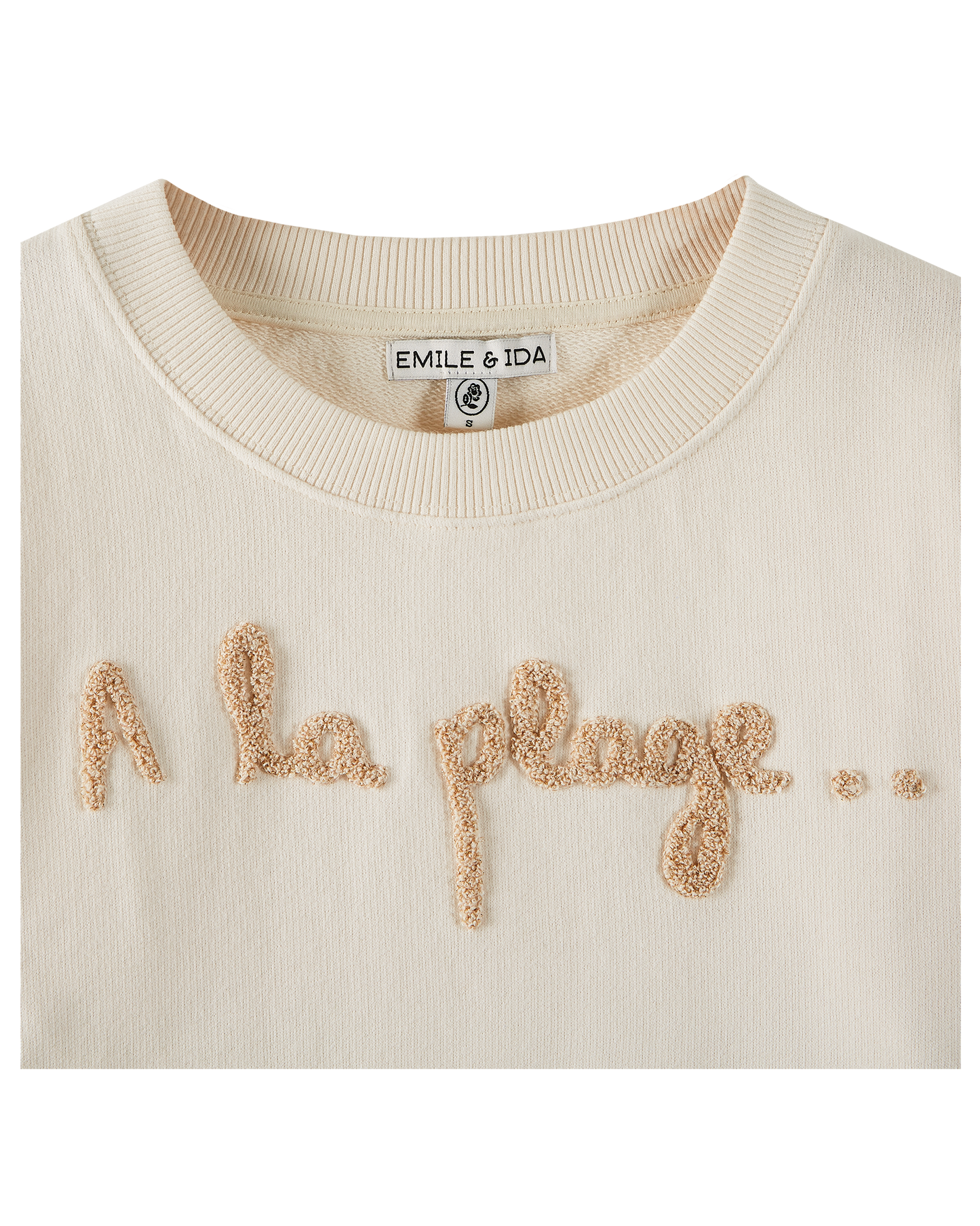 Sweatshirt coton bio "À la plage" écru