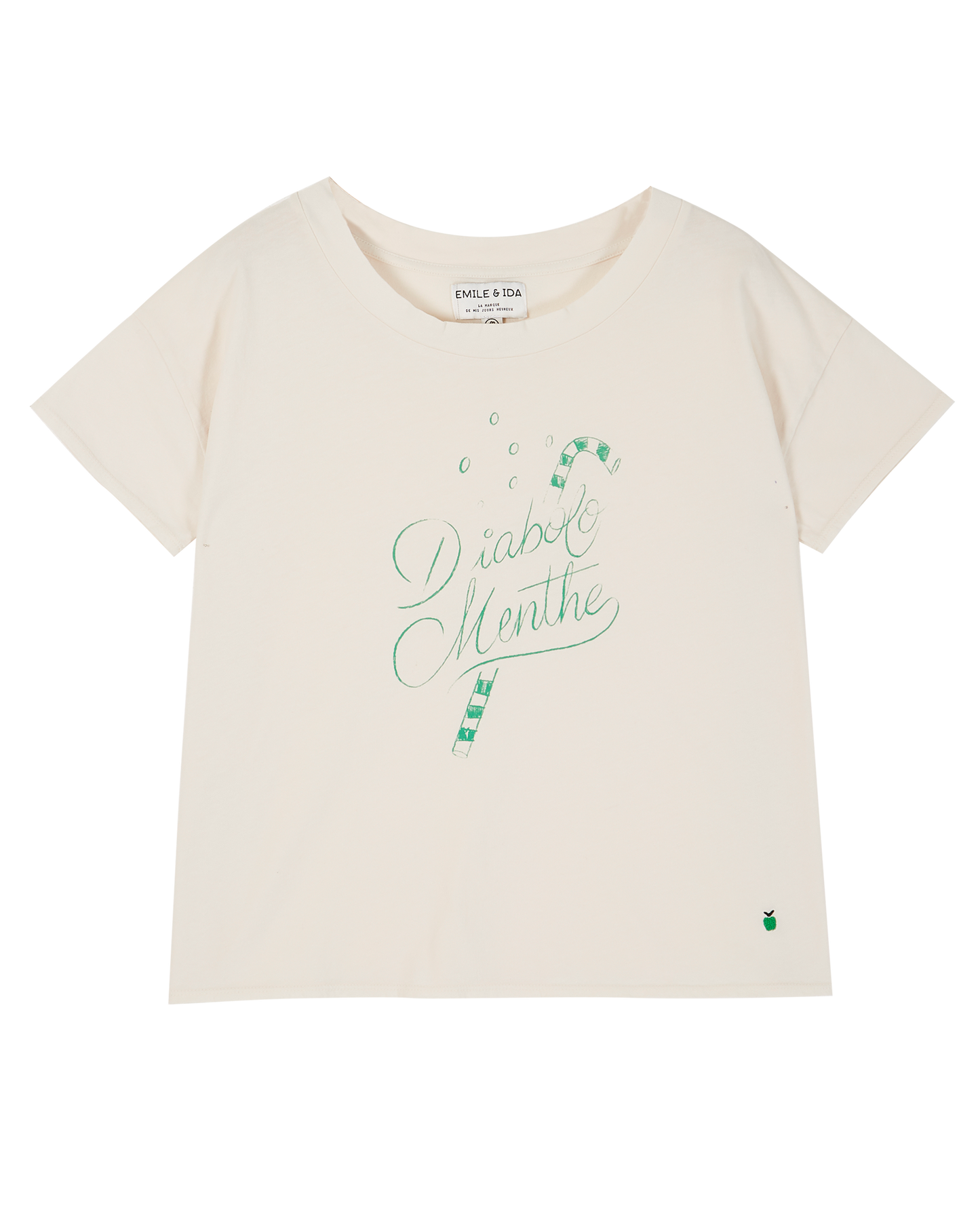 Tee-shirt coton bio écru diabolo menthe