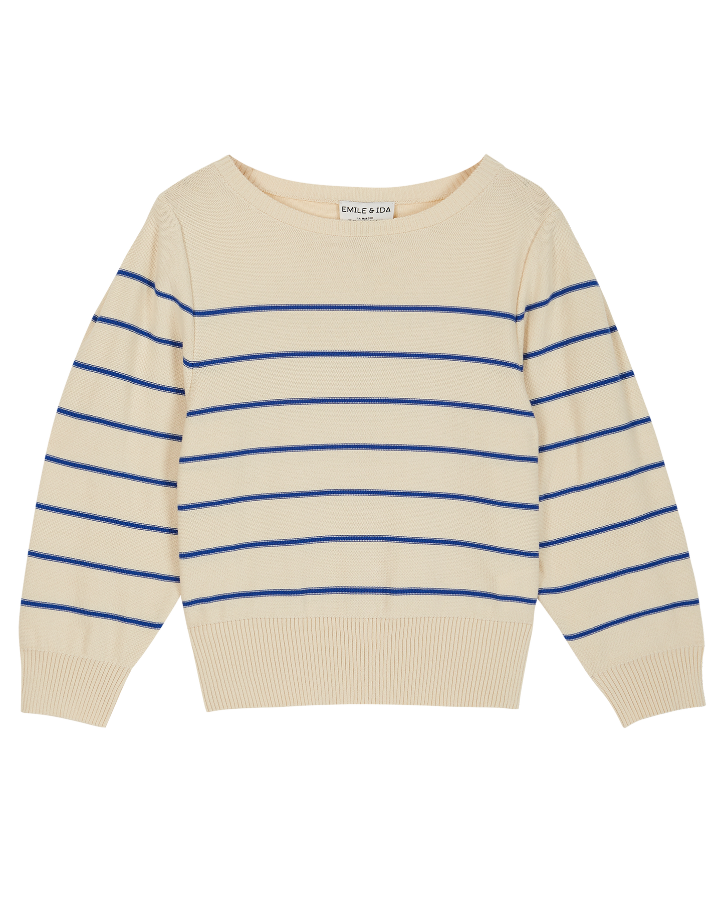 Pull marinière écru et bleu