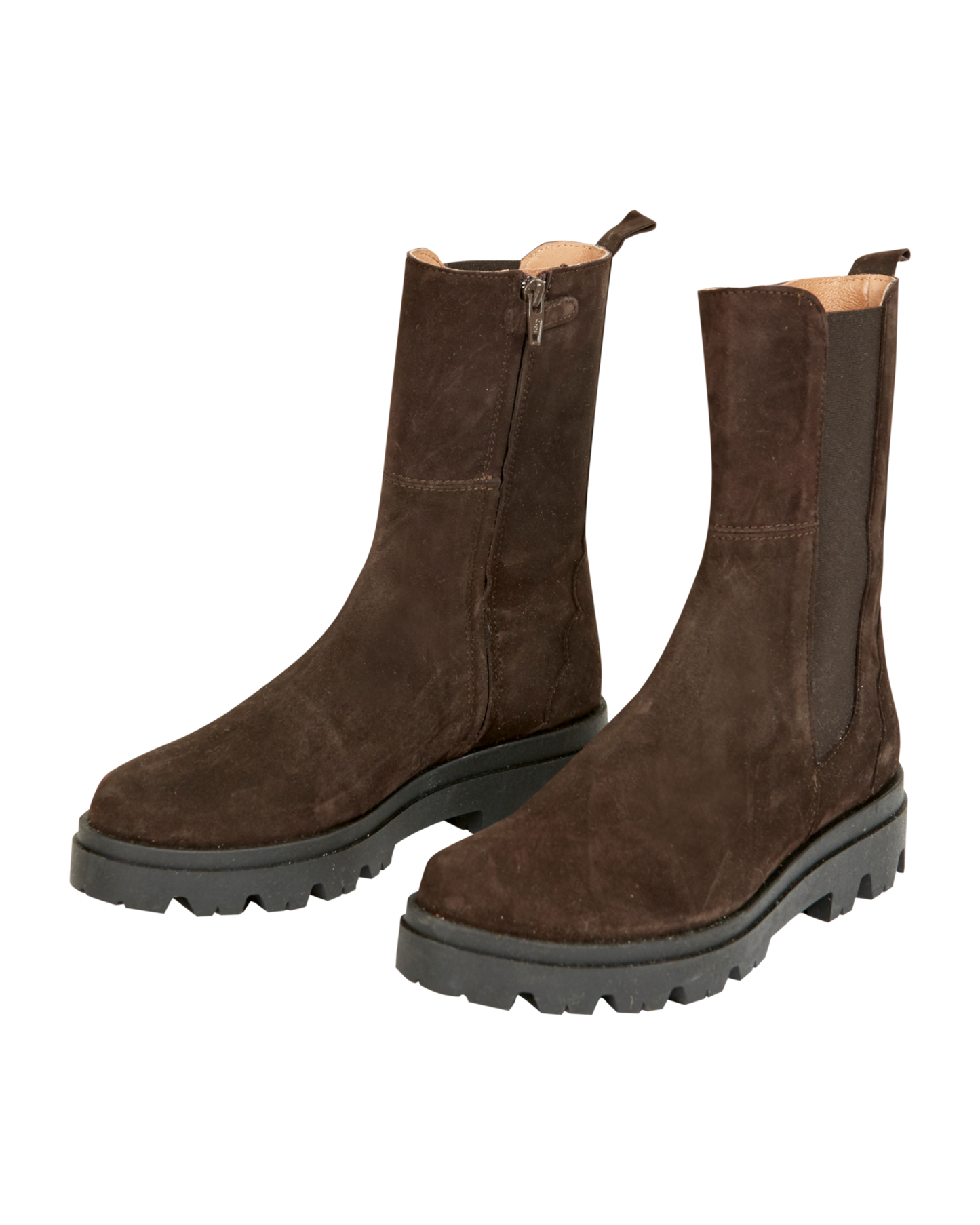 Boots femme cuir velours cacao