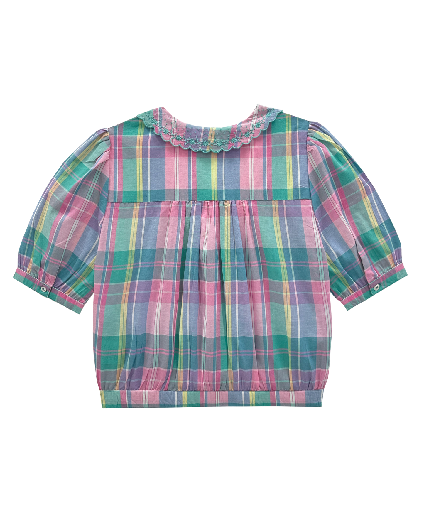 Blouse crop carreaux madras multicolore