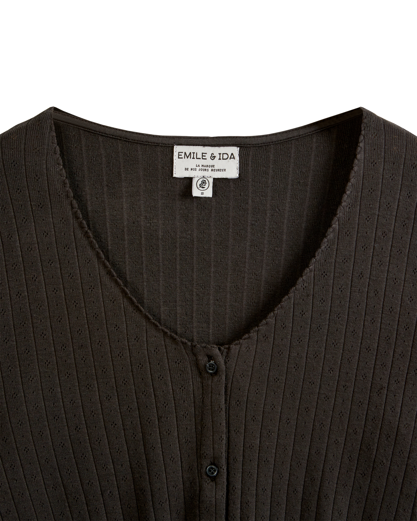 Cardigan coton et modal ajouré bitume