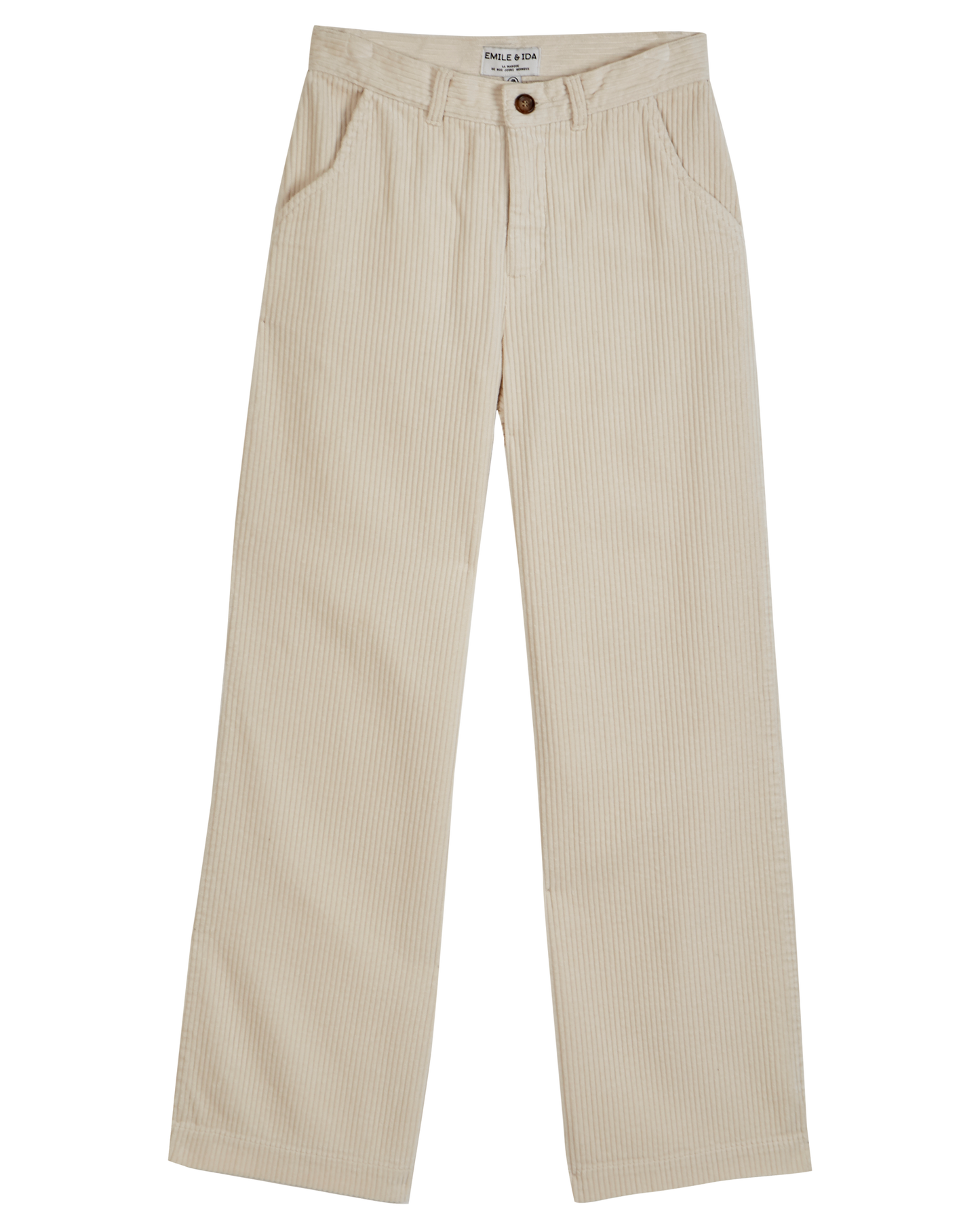 Pantalon ample velours écru