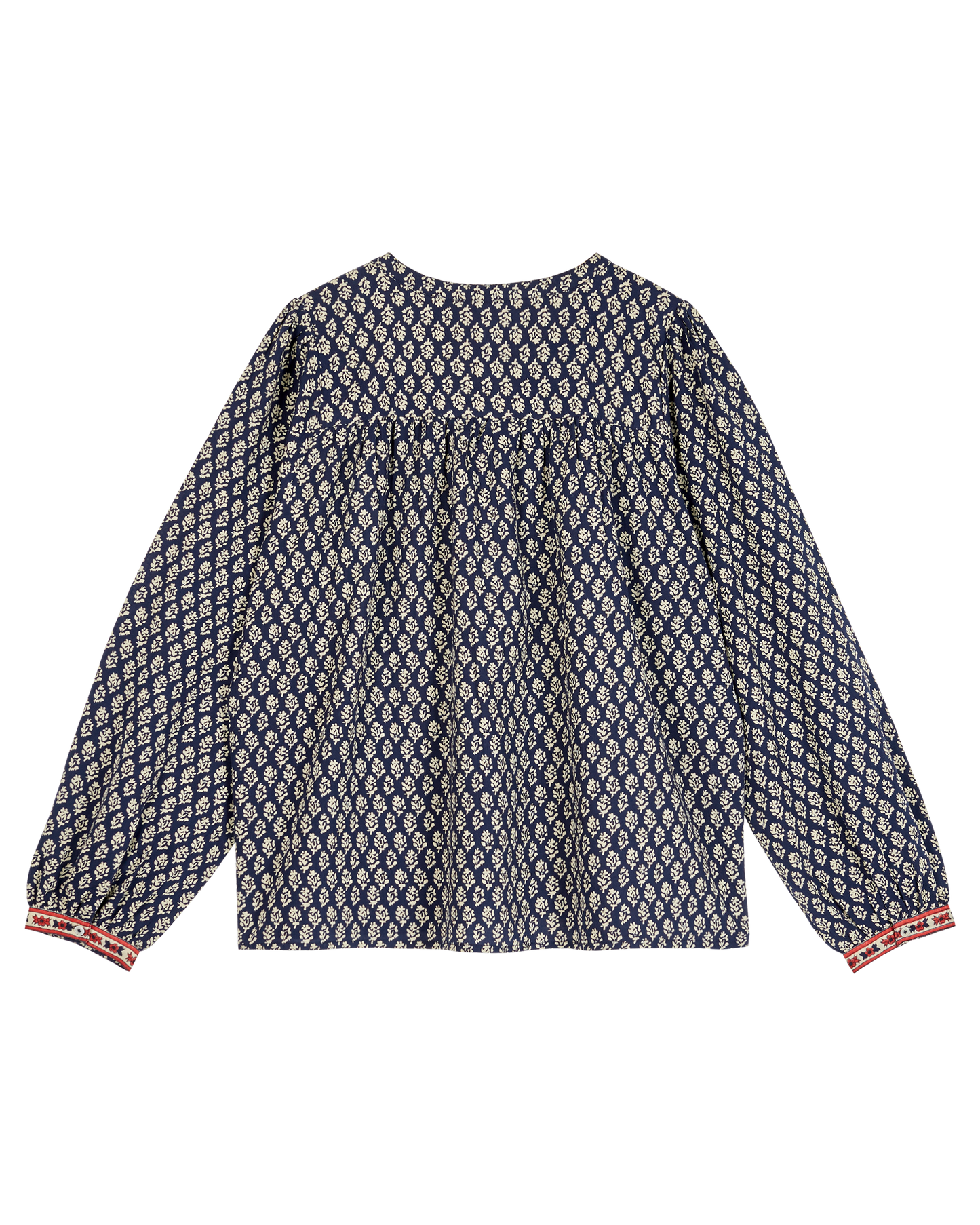 Blouse fleurs marine et écru