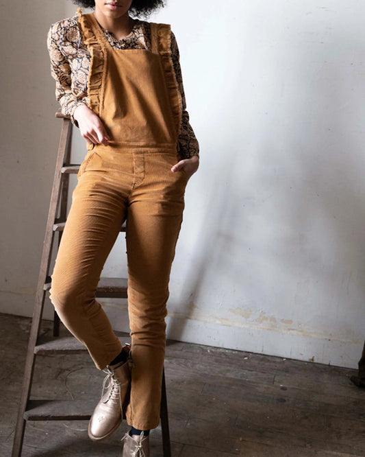 Salopette à volants stretch ocre