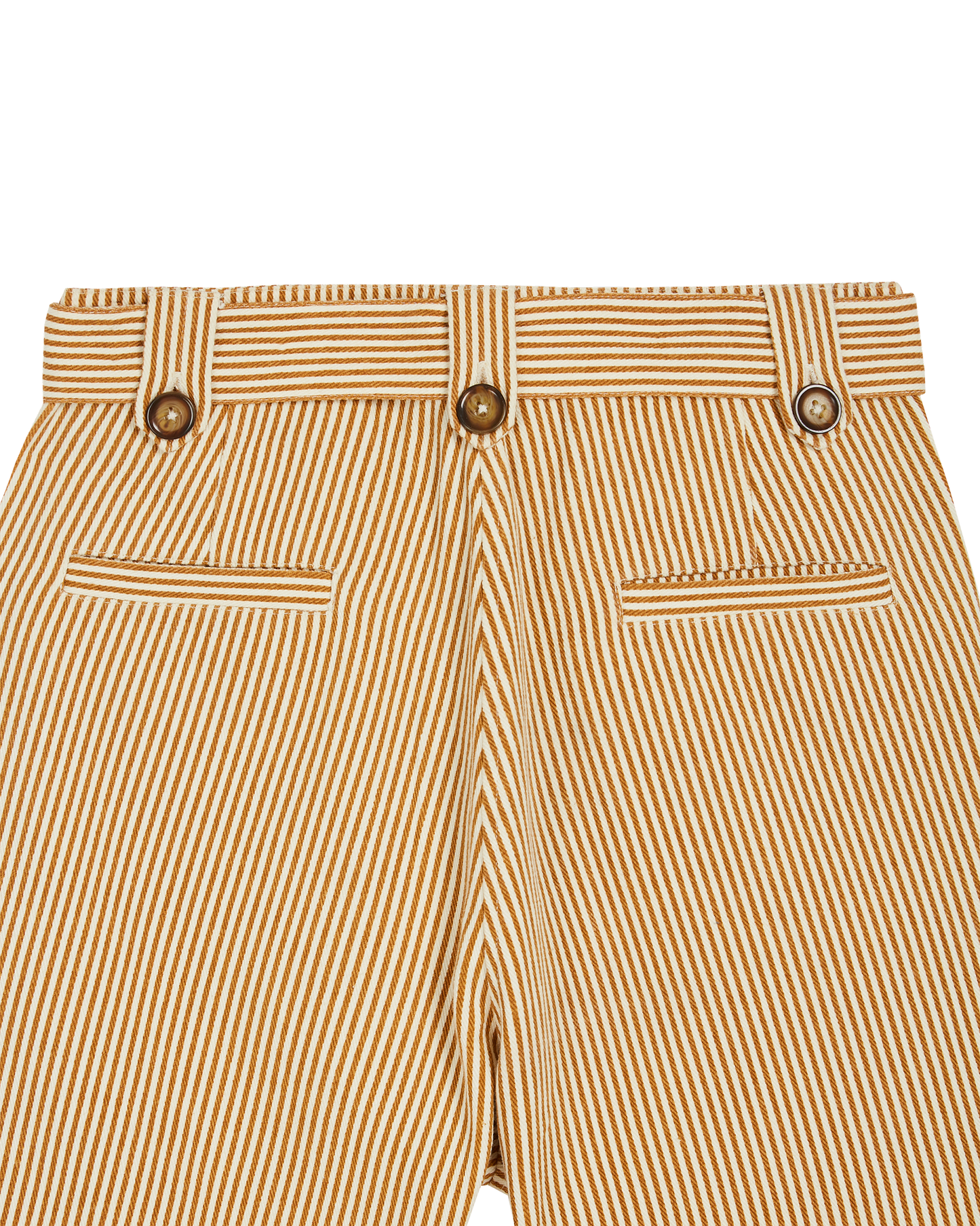 Pantalon toile de coton rayures écru et miel