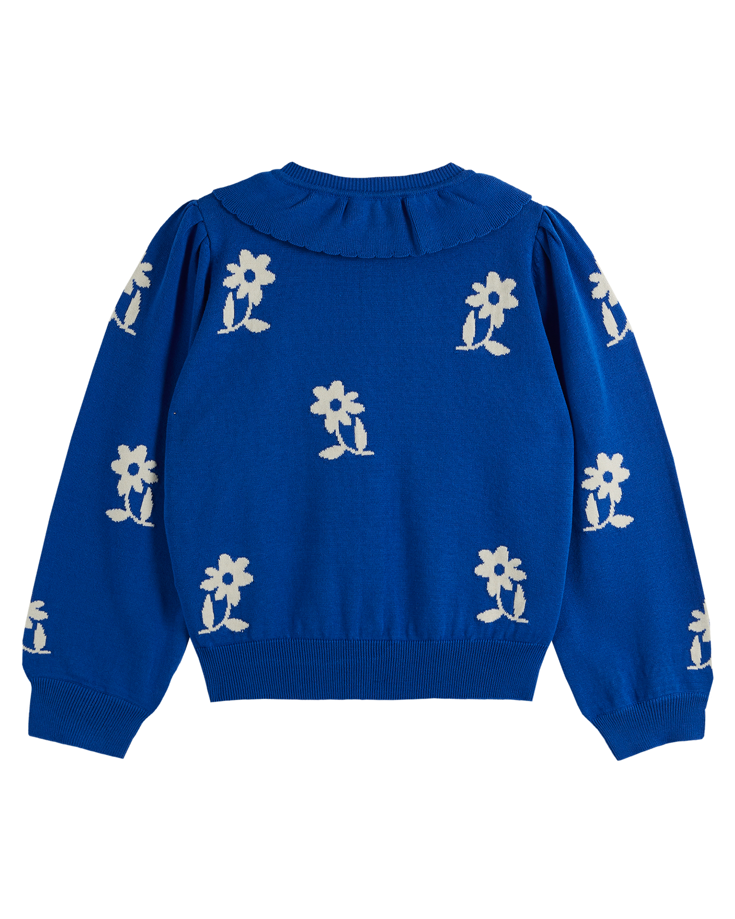 Cardigan fleurs coton bio femme bleu