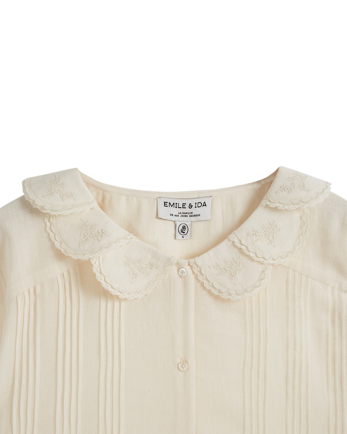 Blouse col pétales blanc cassé