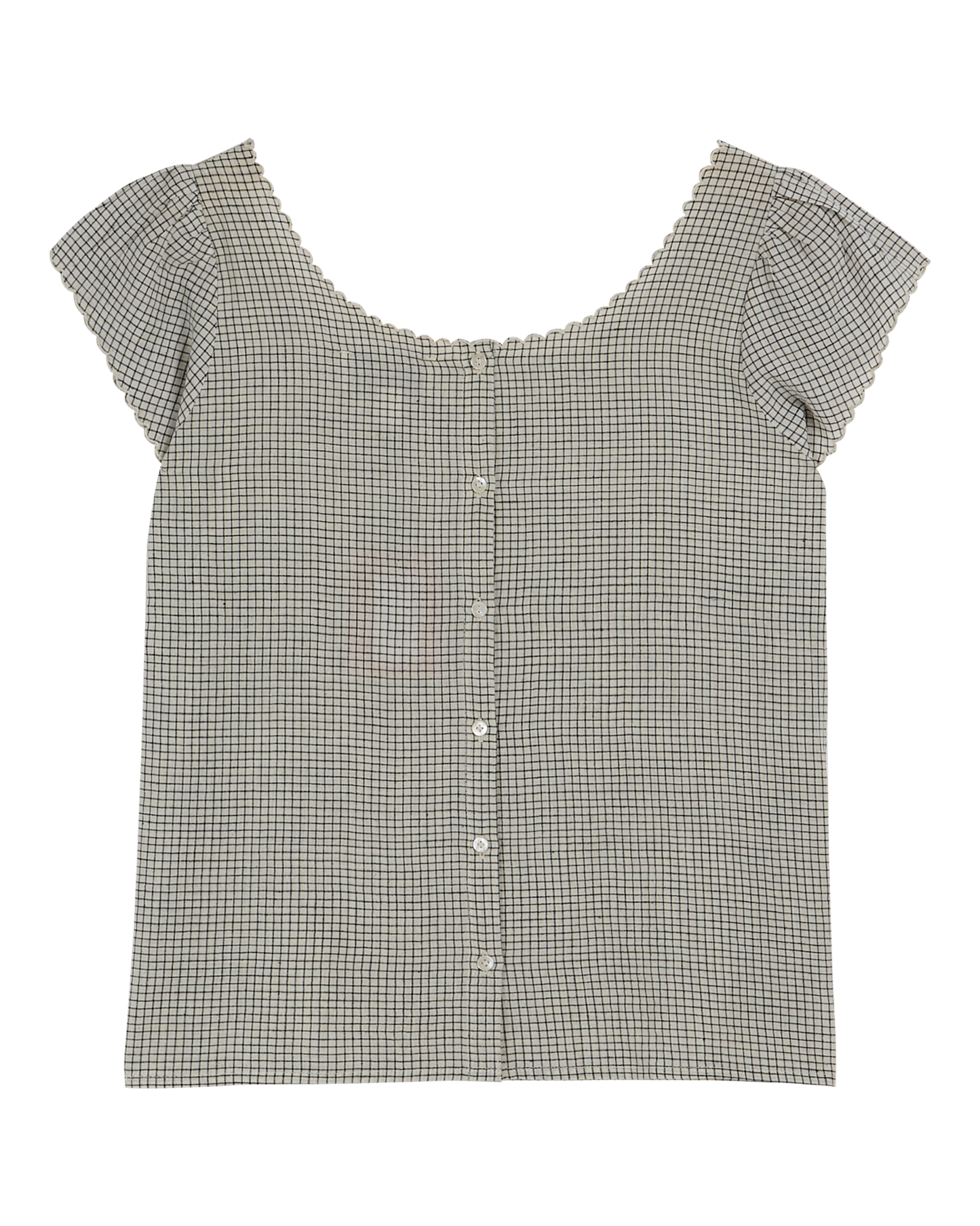 Blouse khadi de coton carreaux noir