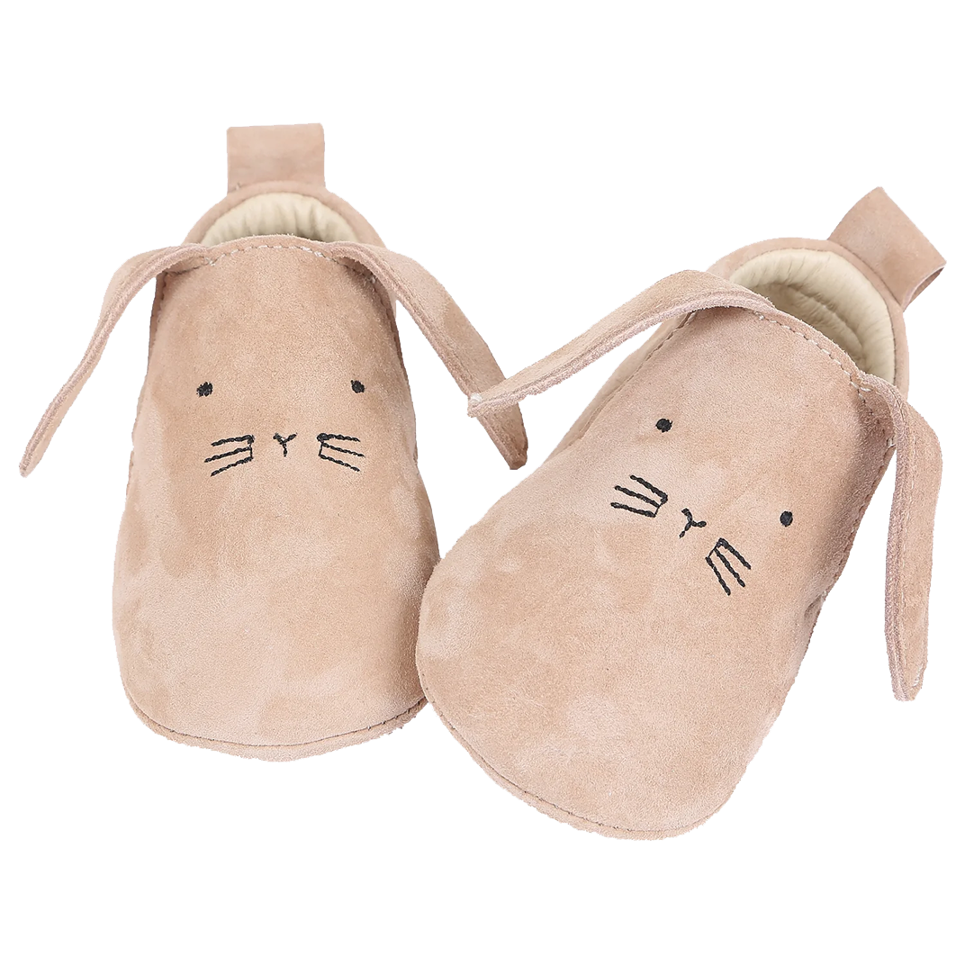 chaussons bebe lapin en cuir plage