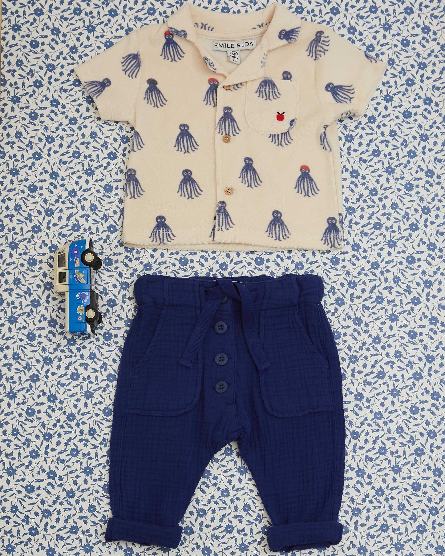 Chemise éponge octopus bleu