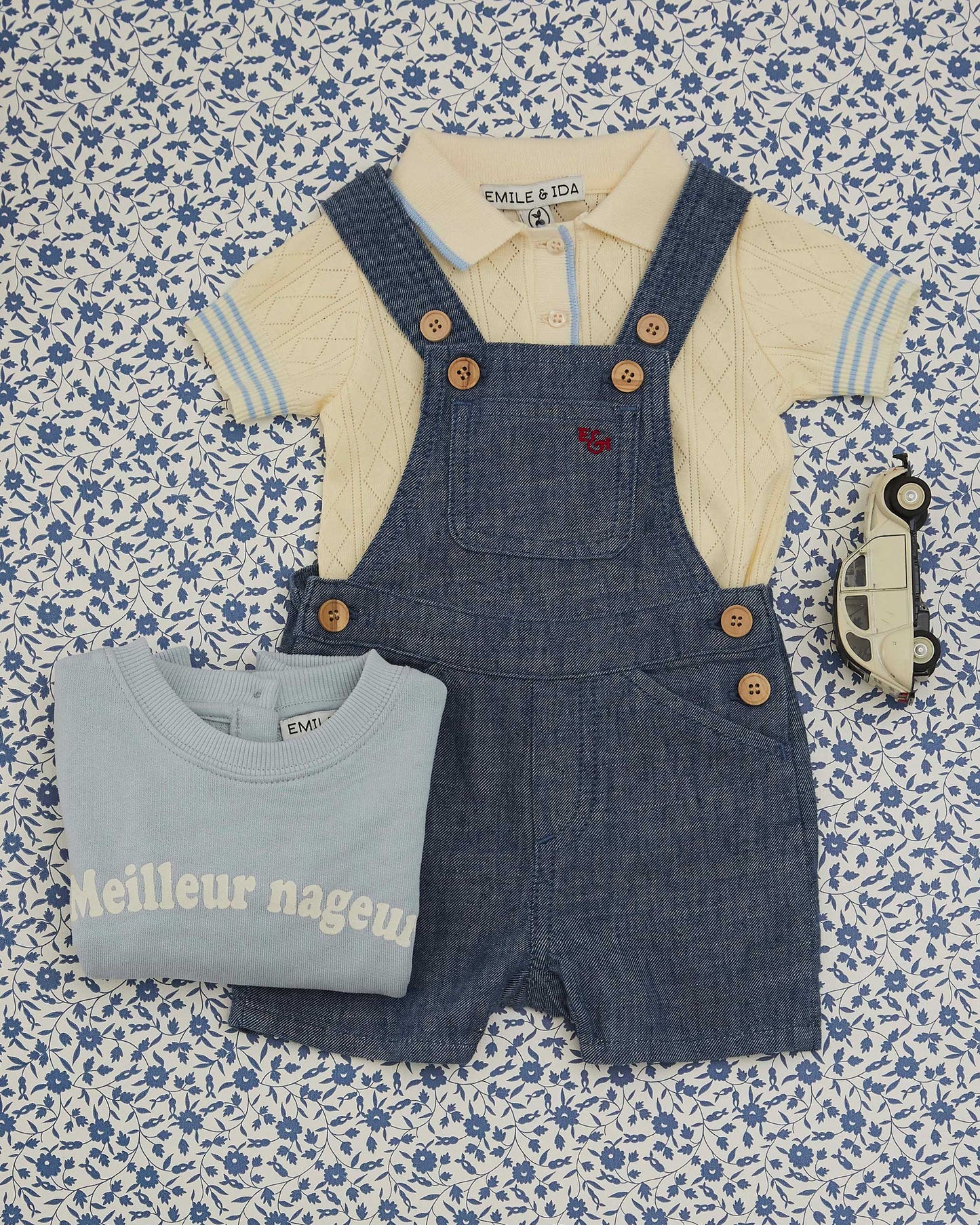 Salopette bébé lin indigo