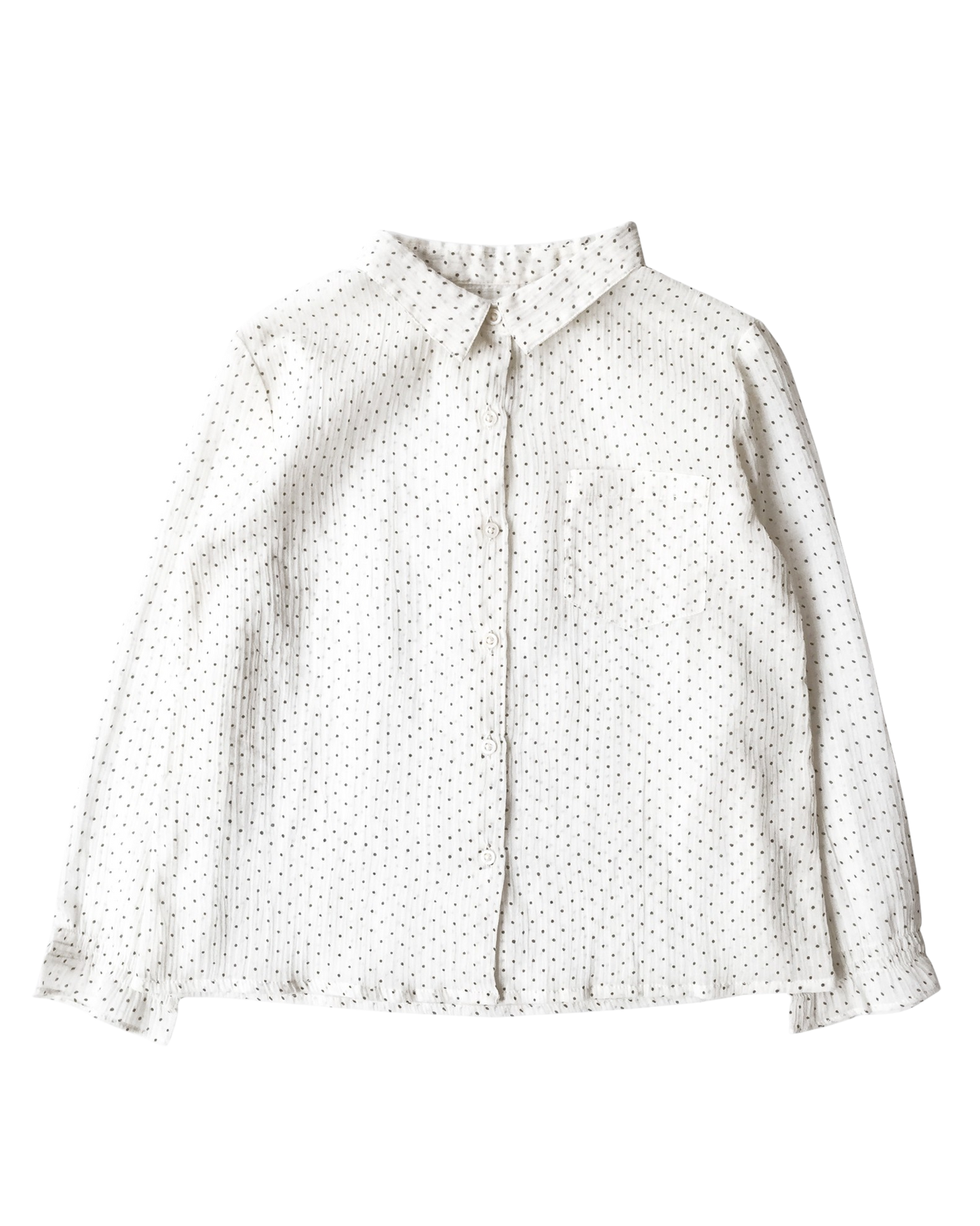 Blouse chemise crépon à pois craie