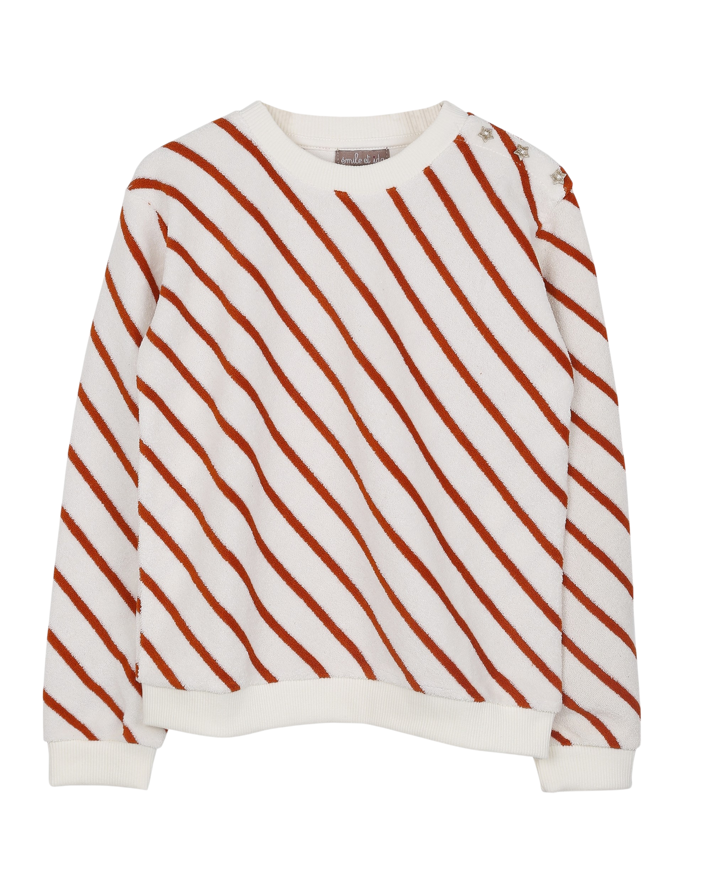 Sweatshirt éponge rayé rouge