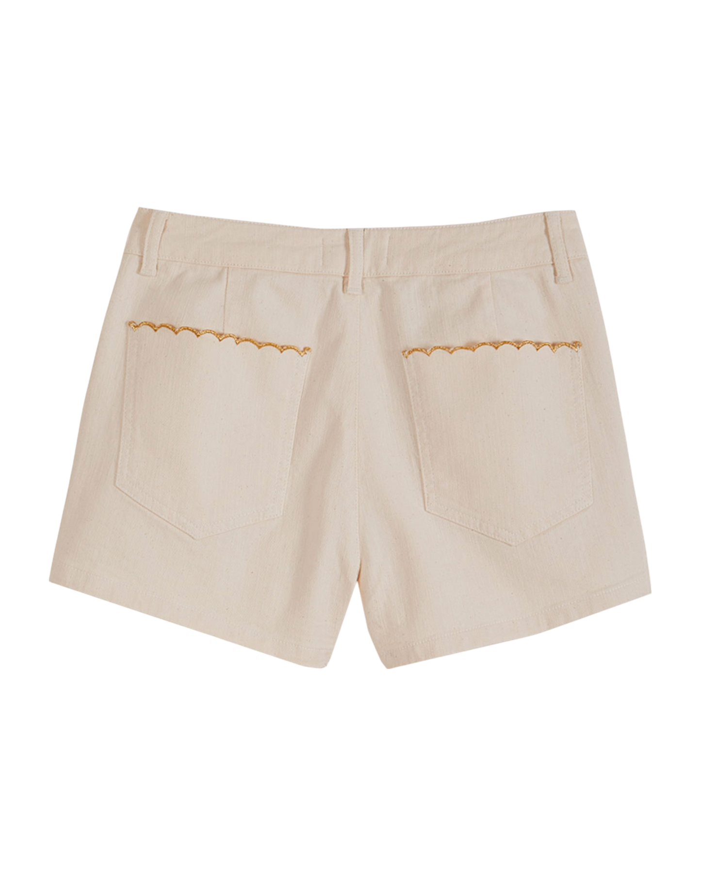 Short à pont denim coton stretch écru