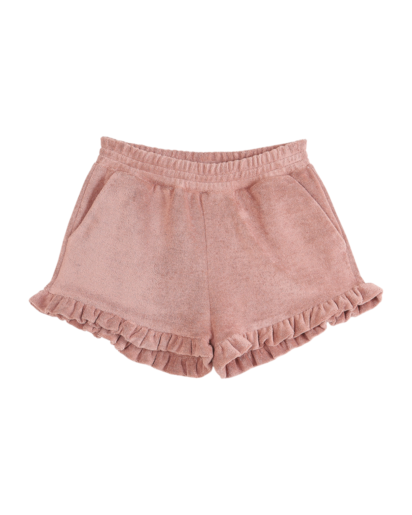 Short éponge volanté rose