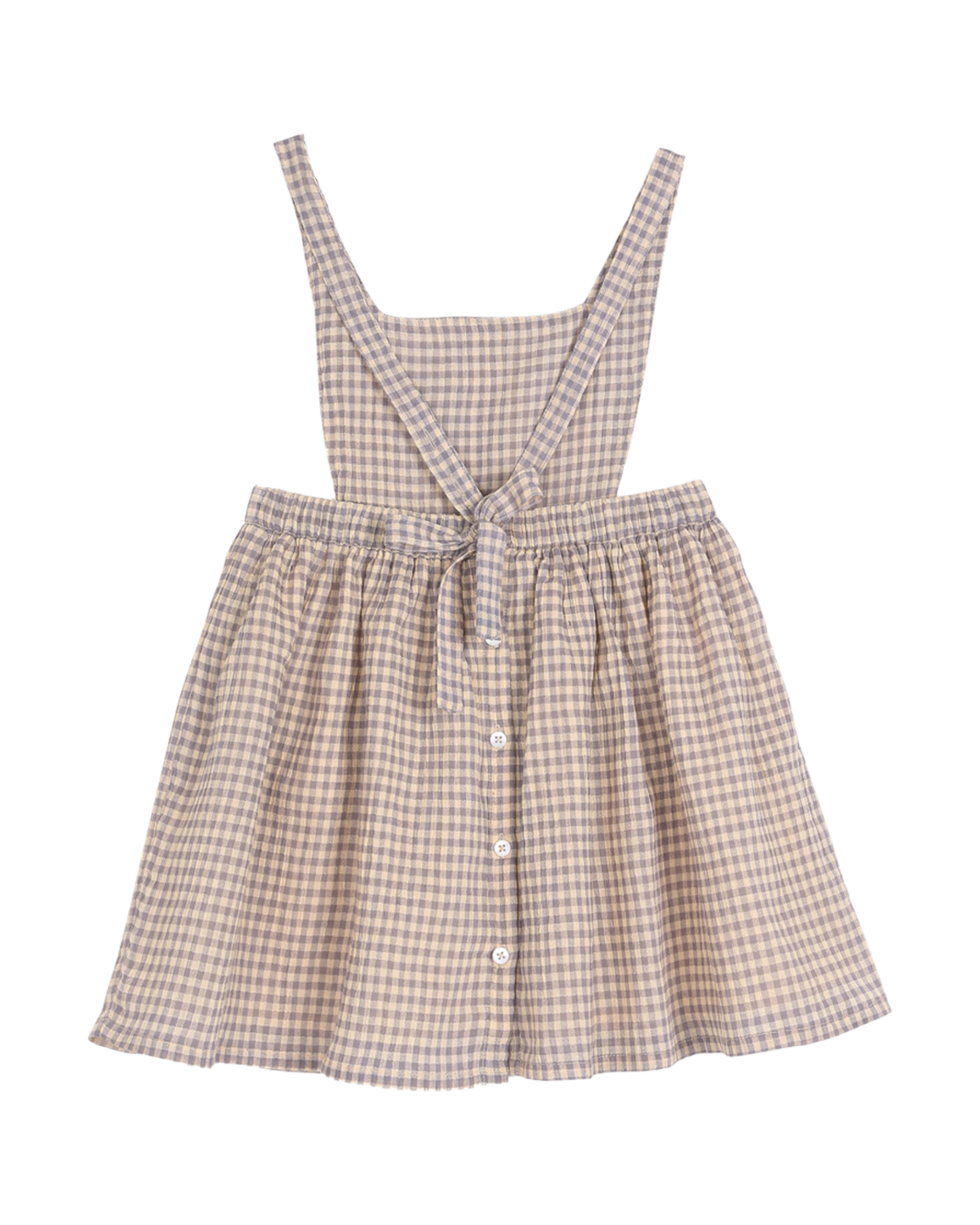 Robe tablier fille vichy pêche