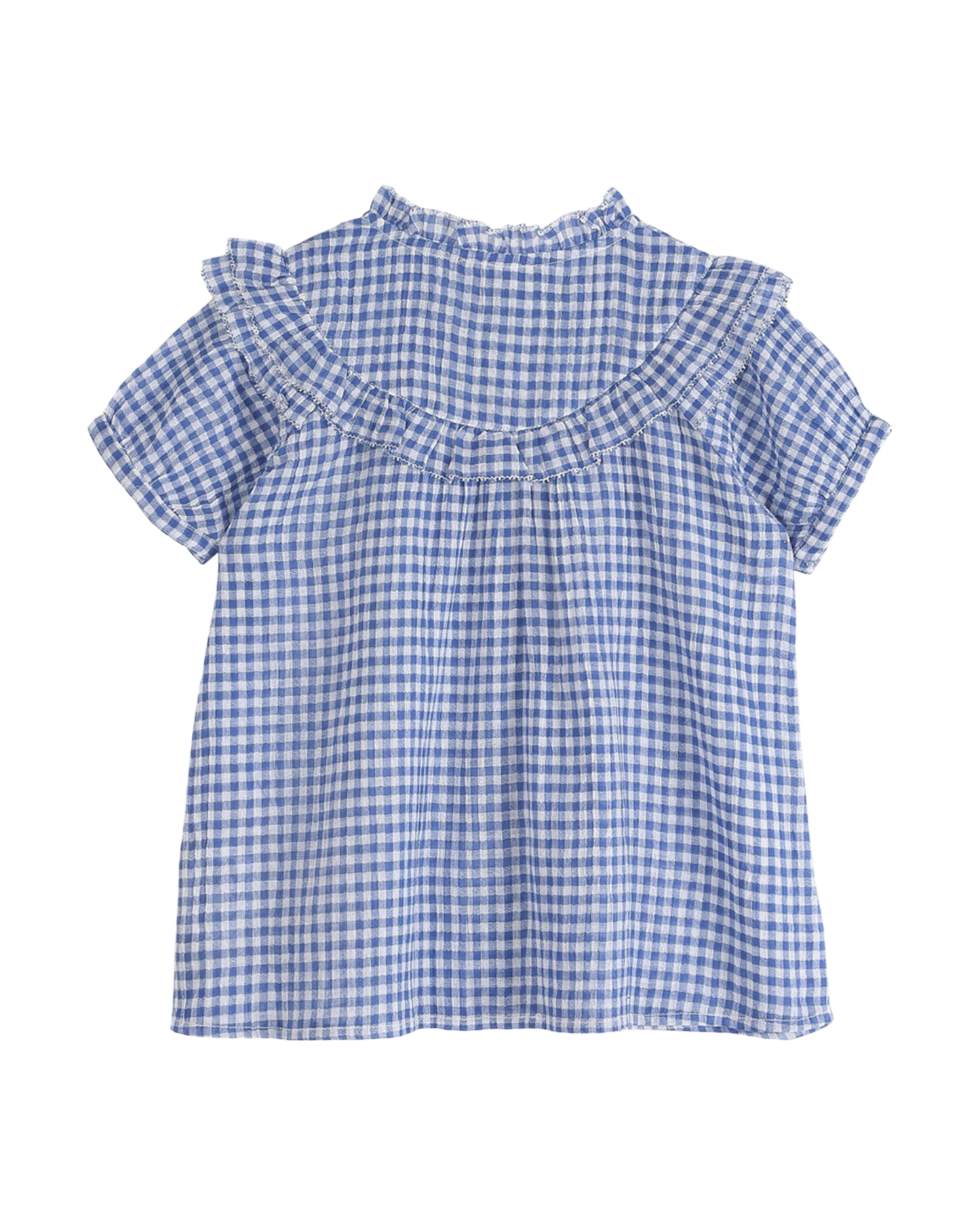 blouse fille vichy bleu