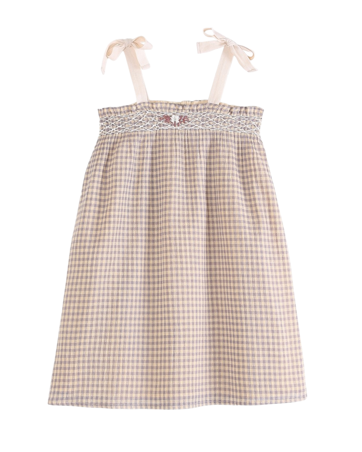 Robe à bretelles vichy pêche