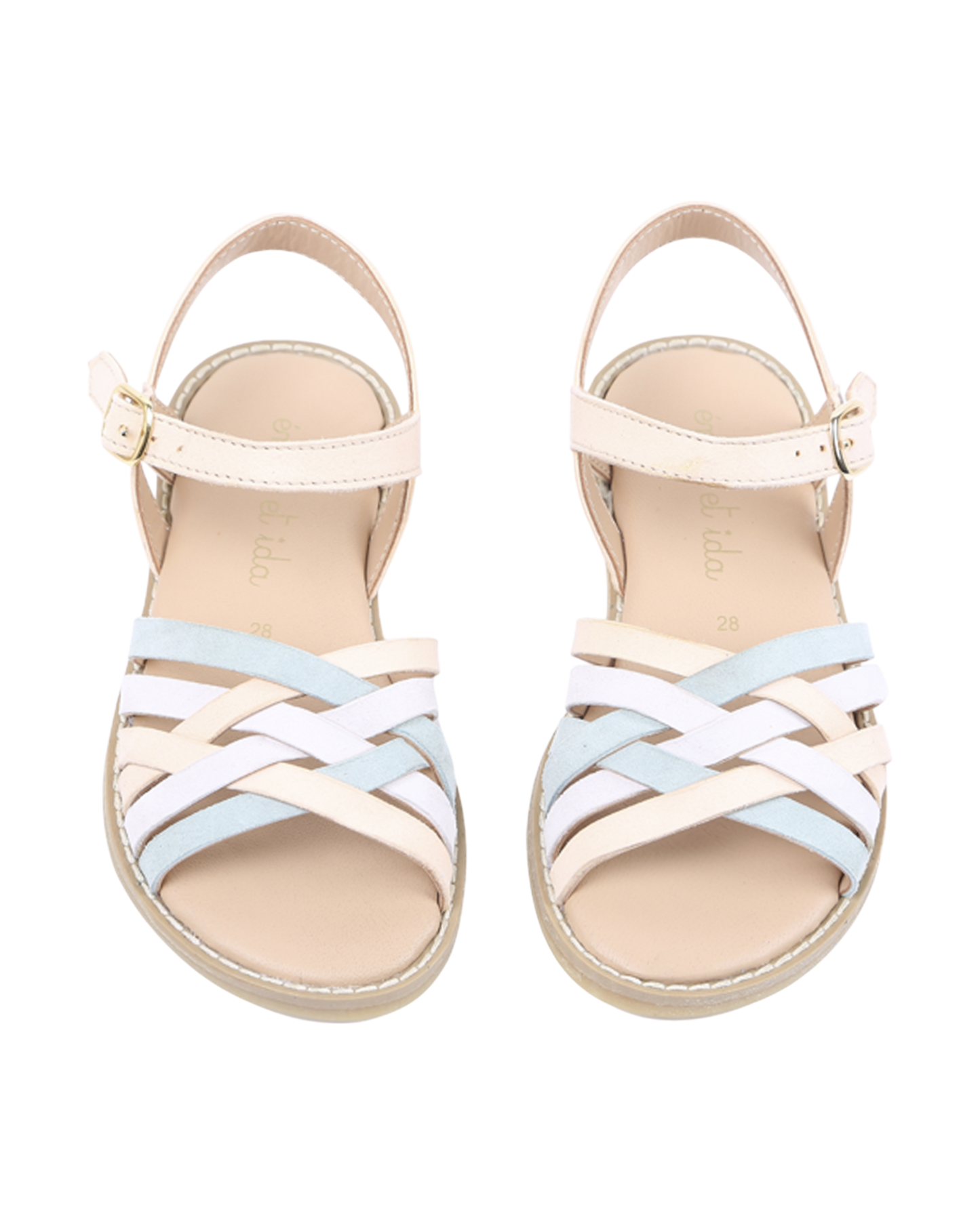 Sandales cuir tresses multico