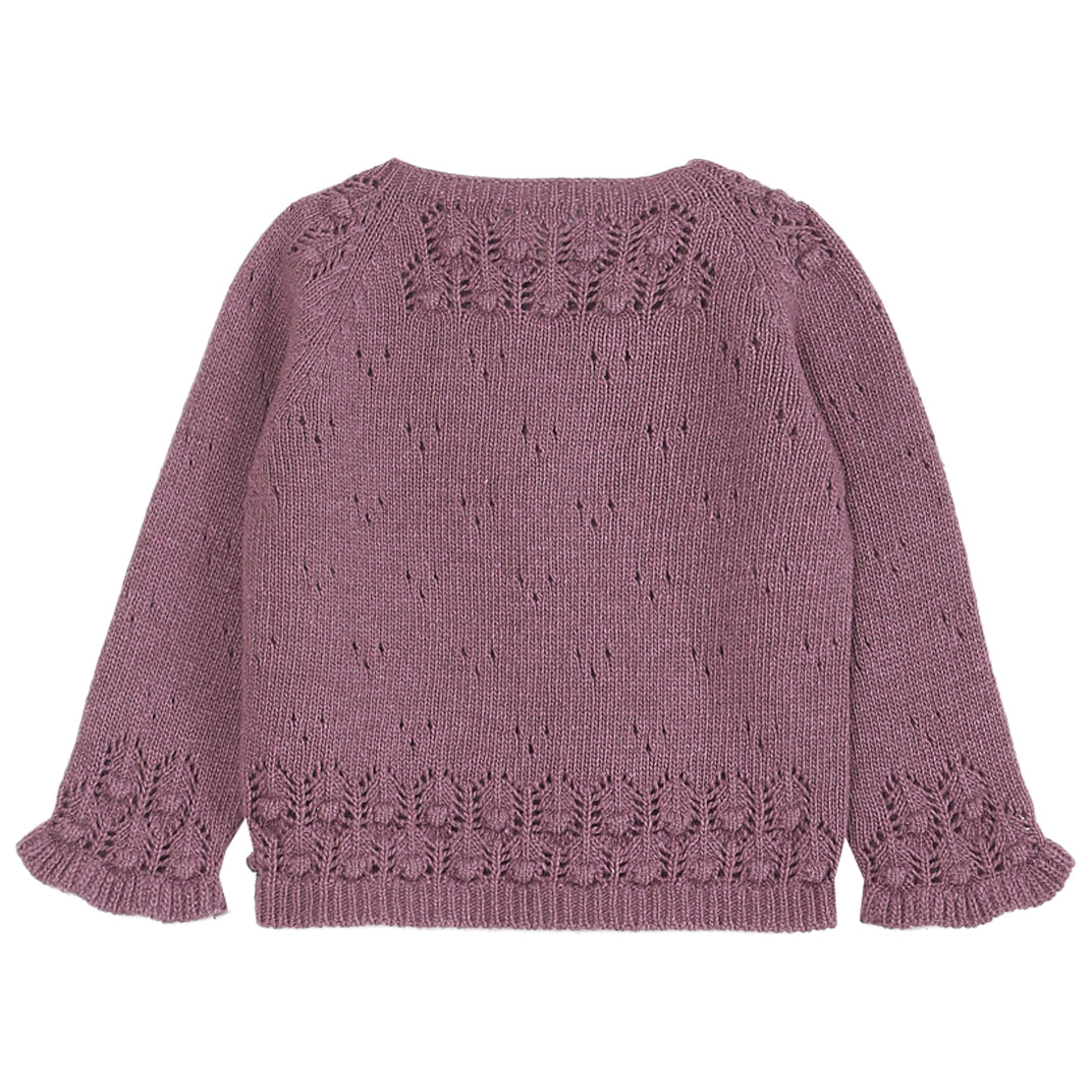 cardigan bebe en laine merinos et cachemire violette