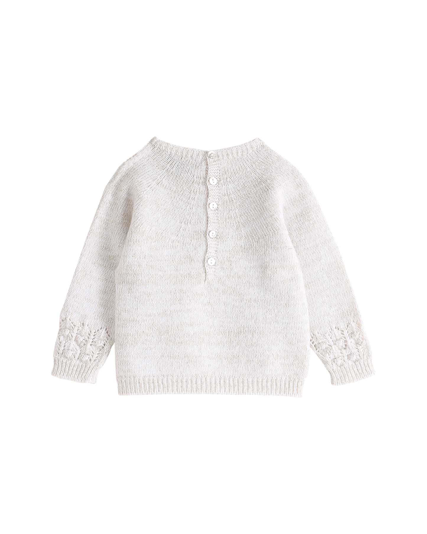 Pull bébé écru laine merinos, cachemire et lurex doré