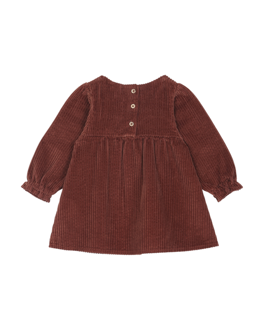 Robe en velours côtelé auburn