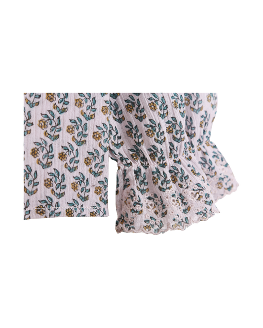 blouse fille en voile de coton creponne pâquerette parme