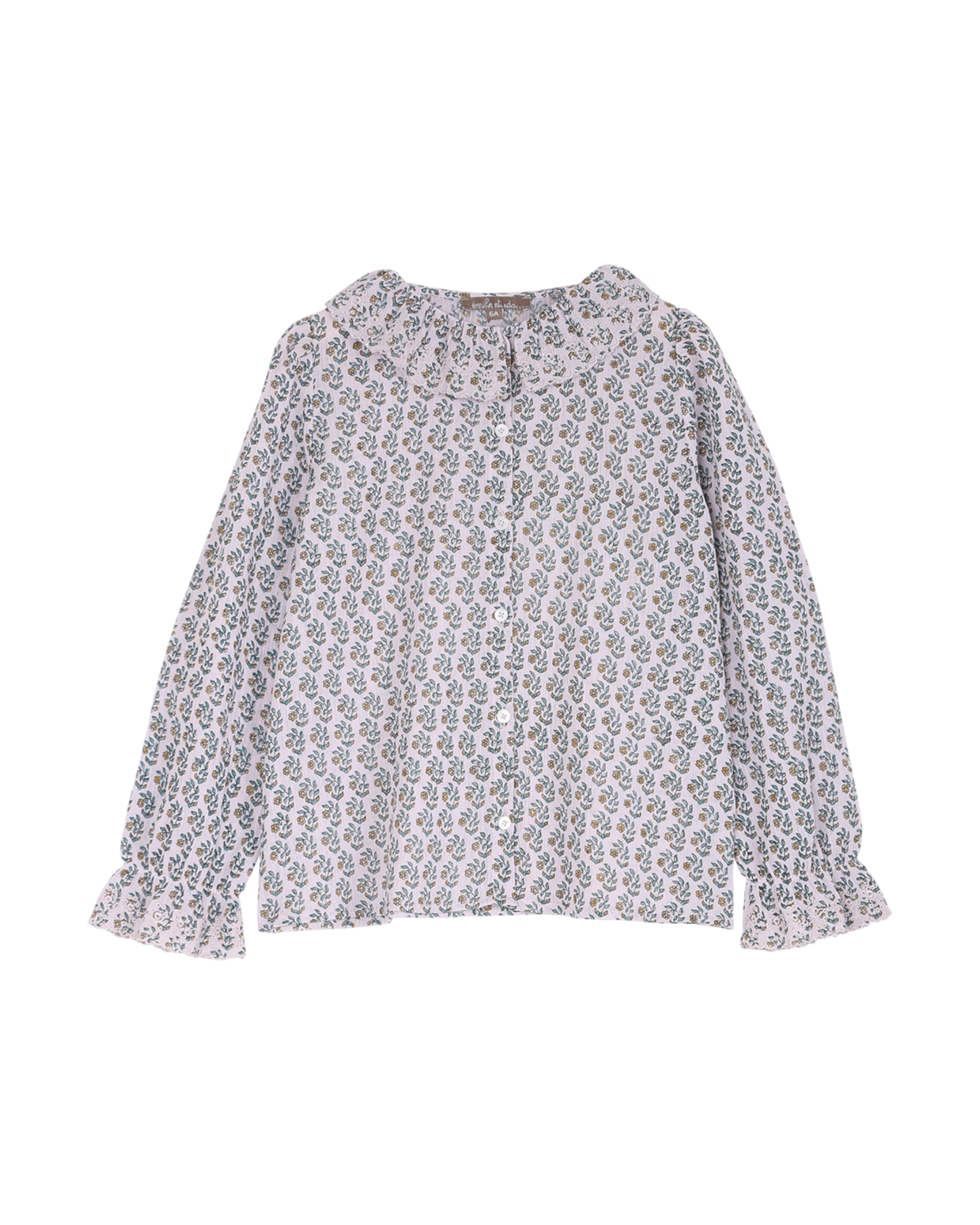 blouse fille en voile de coton creponne pâquerette parme