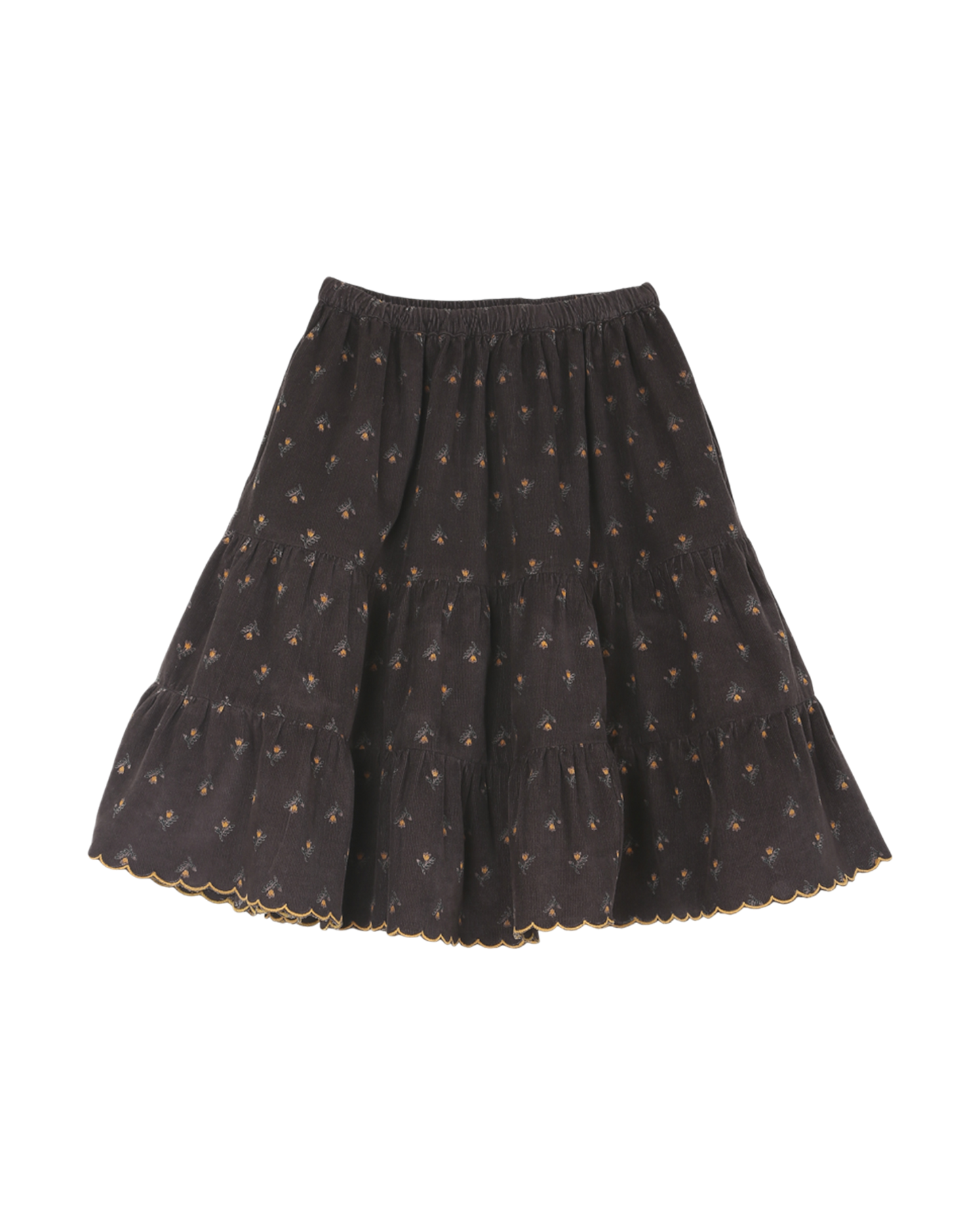 jupe a etages fille en velours imprime jonquille