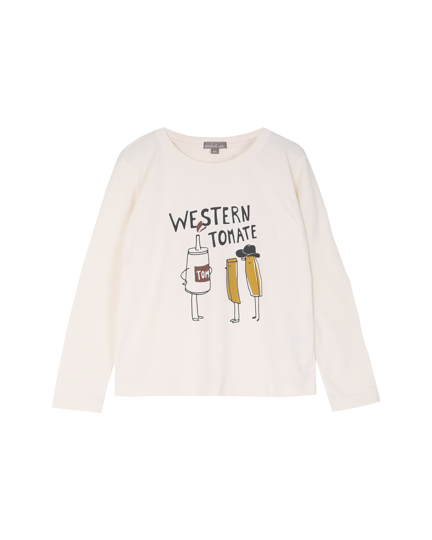 T-shirt en coton écru imprimé western tomate