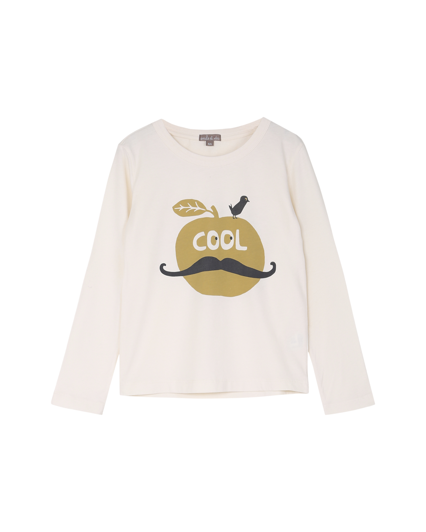 T-shirt en coton écru sérigraphie pomme cool