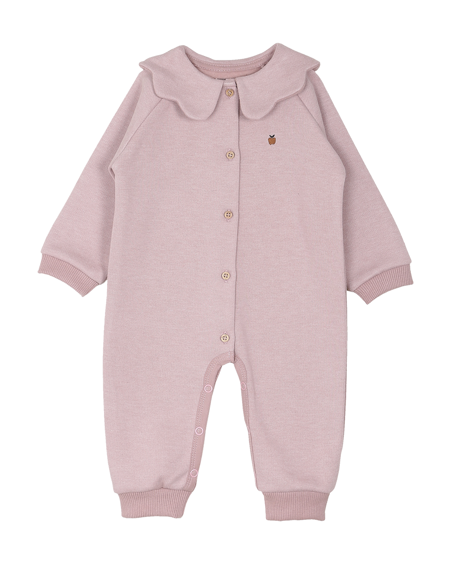 combinaison coton bio col festonné rose