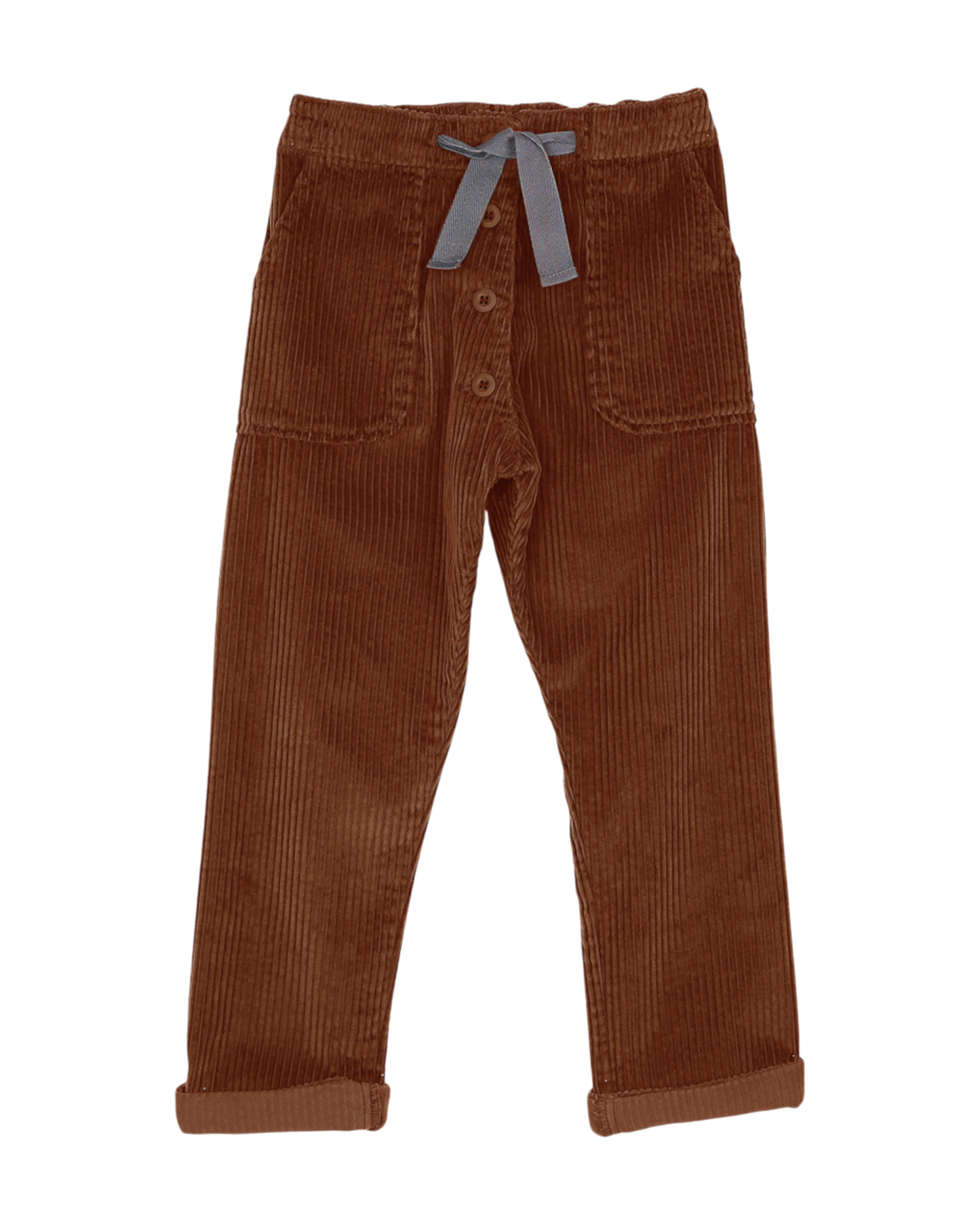 pantalon garcon en velours a grosses côtes brun