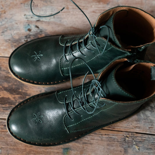 boots à lacets cuir forêt