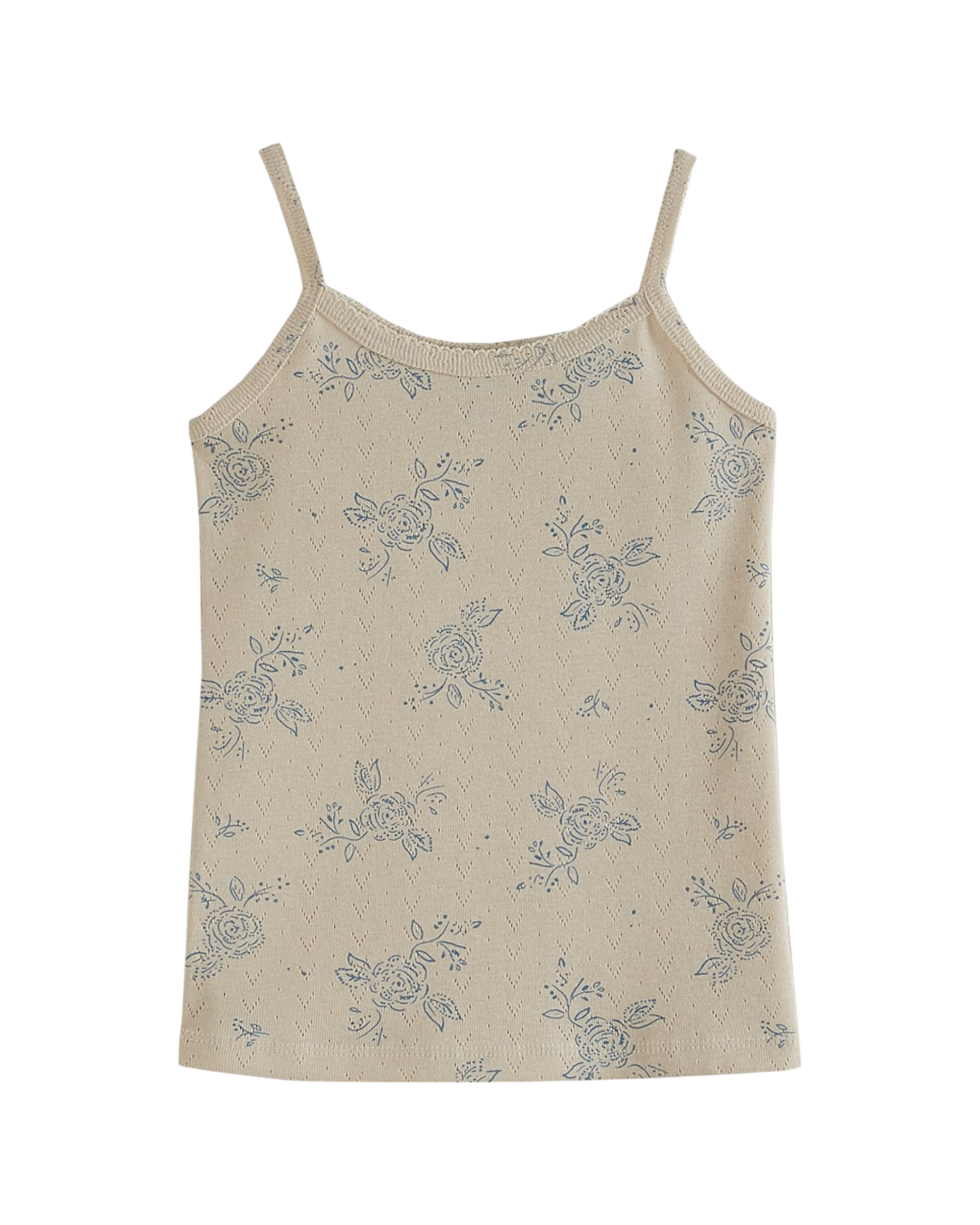 Débardeur coton bio à fleurs écru
