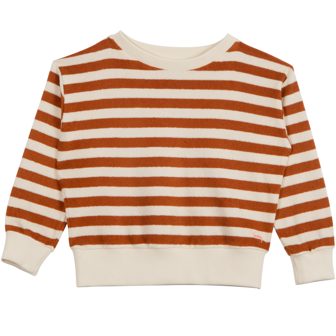 Sweat éponge rayé marron