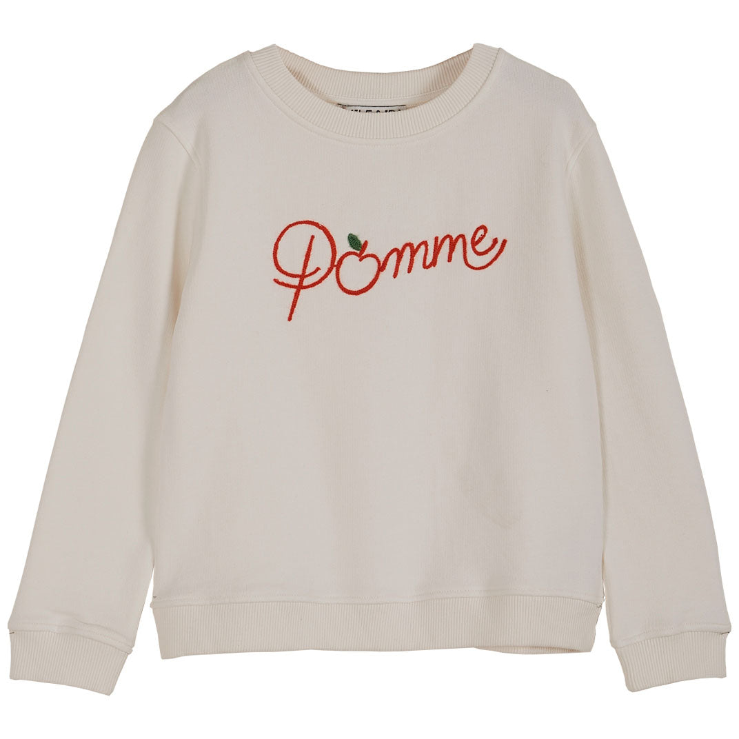 Sweatshirt brodé pomme coton bio blanc