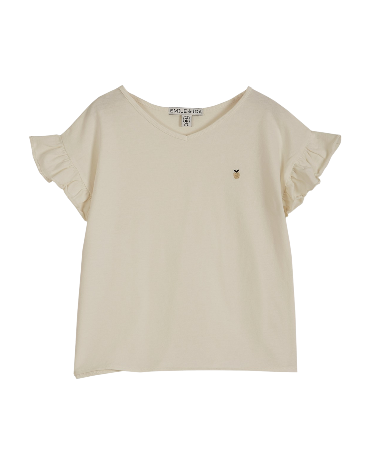 Tee-shirt coton bio manches volantées blanc