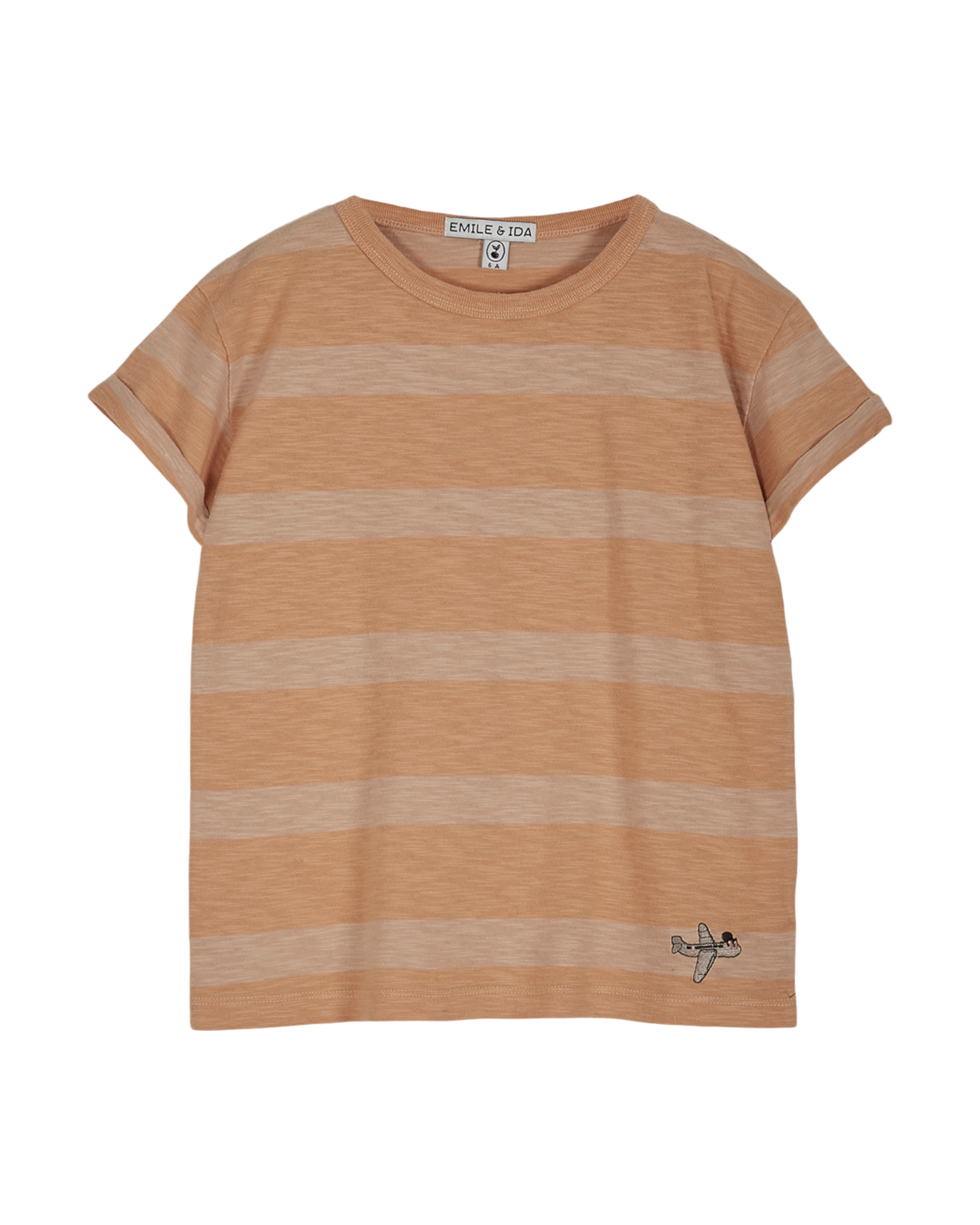 T-shirt coton bio rayé orange rose