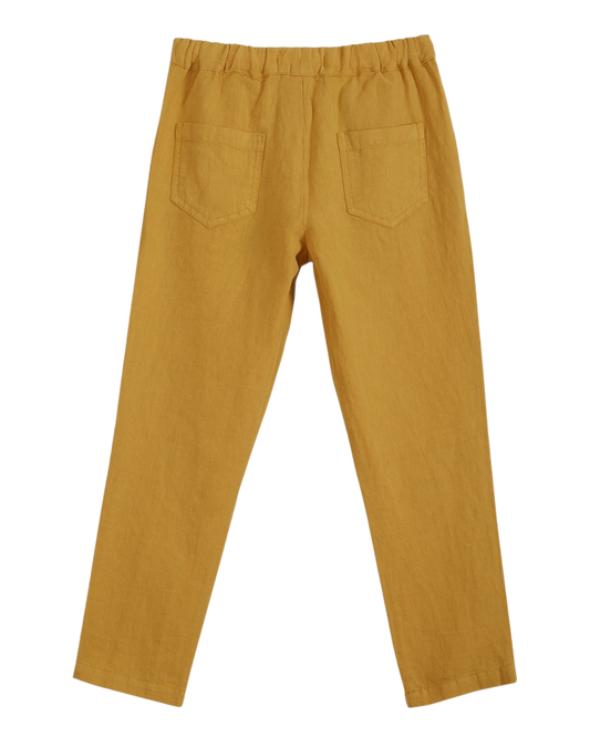 Pantalon lin et coton jaune