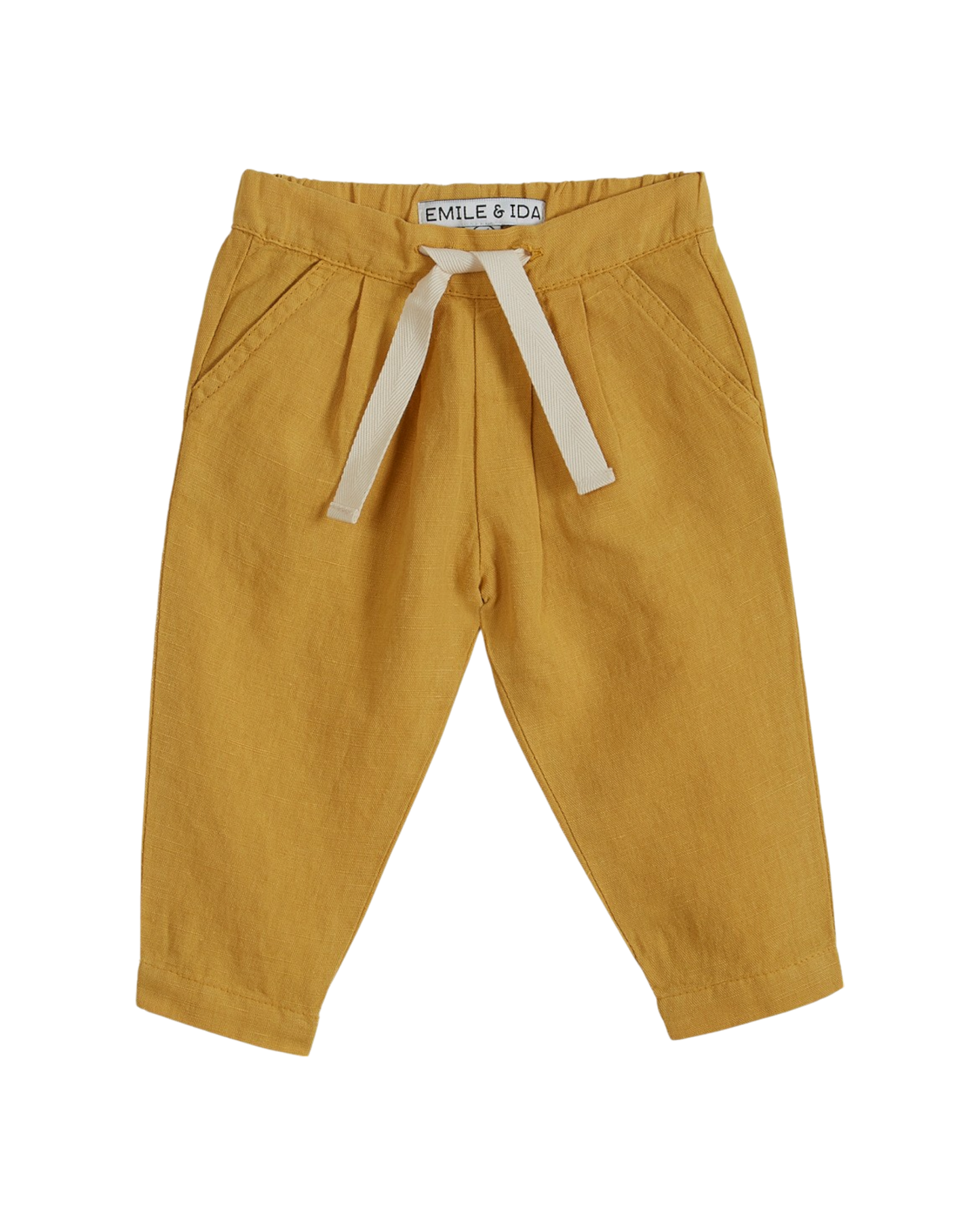 Pantalon lin et coton jaune