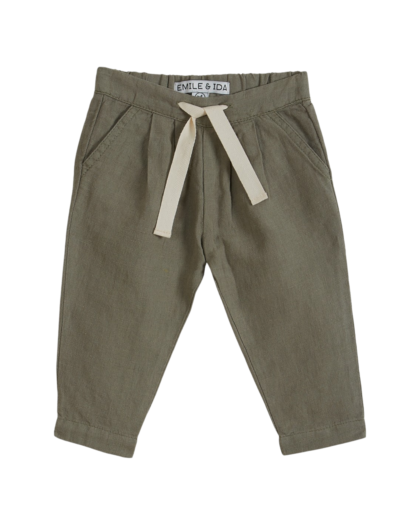 Pantalon lin et coton vert