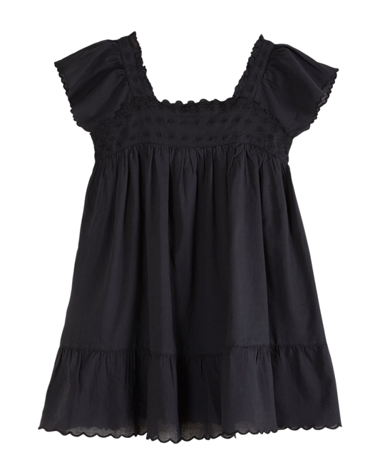 Robe brodée voile de coton bitume