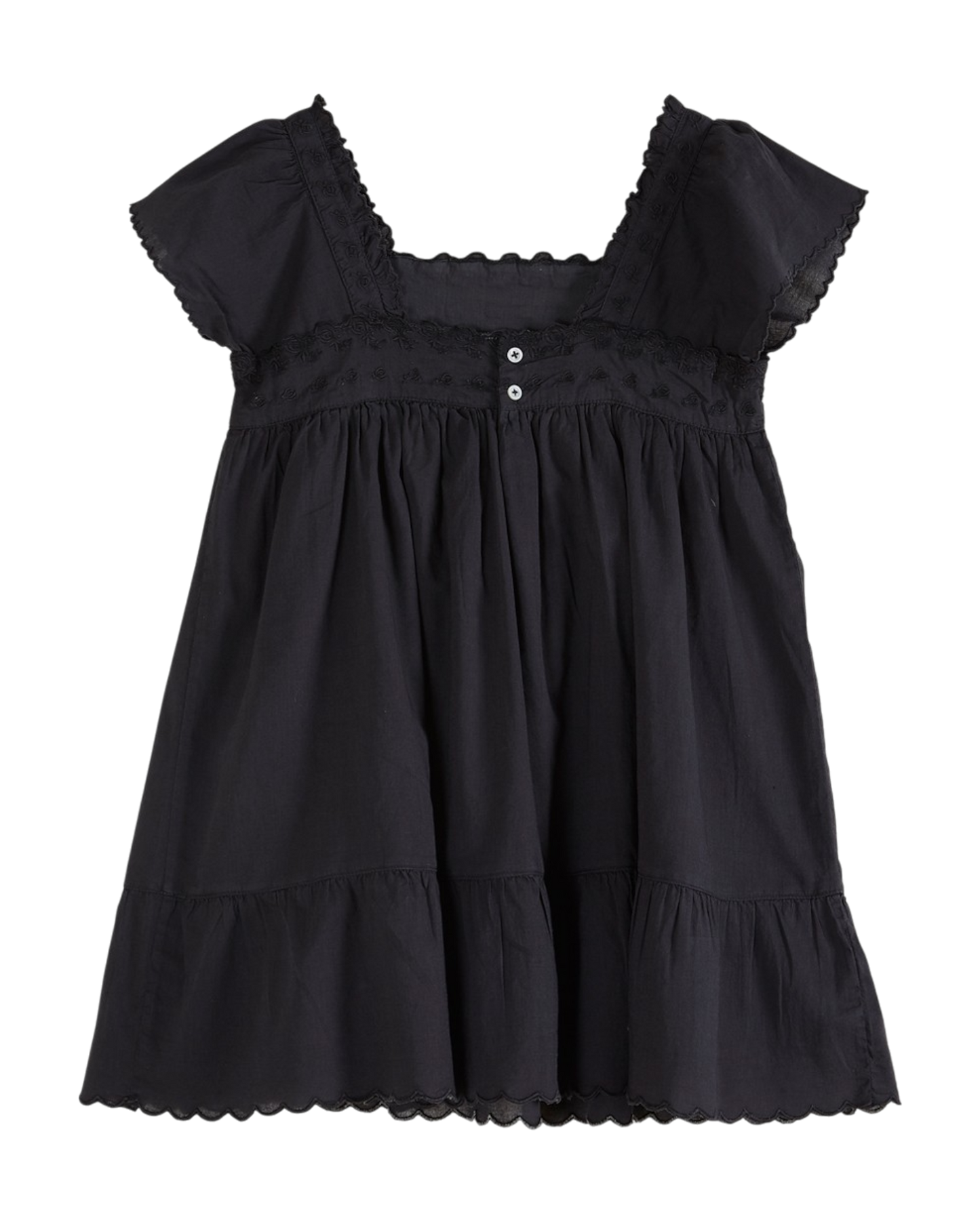Robe brodée voile de coton bitume