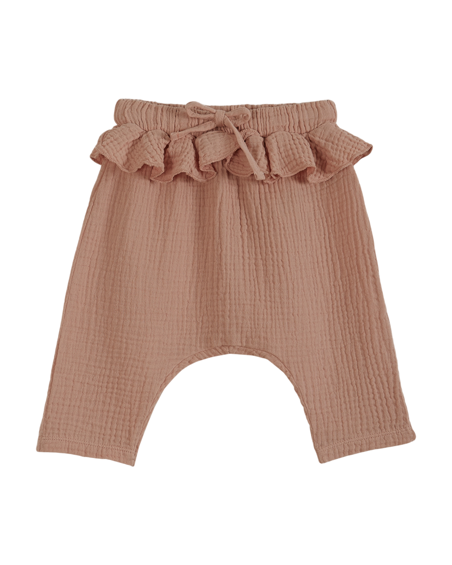 Sarouel double gaze de coton rose pâle