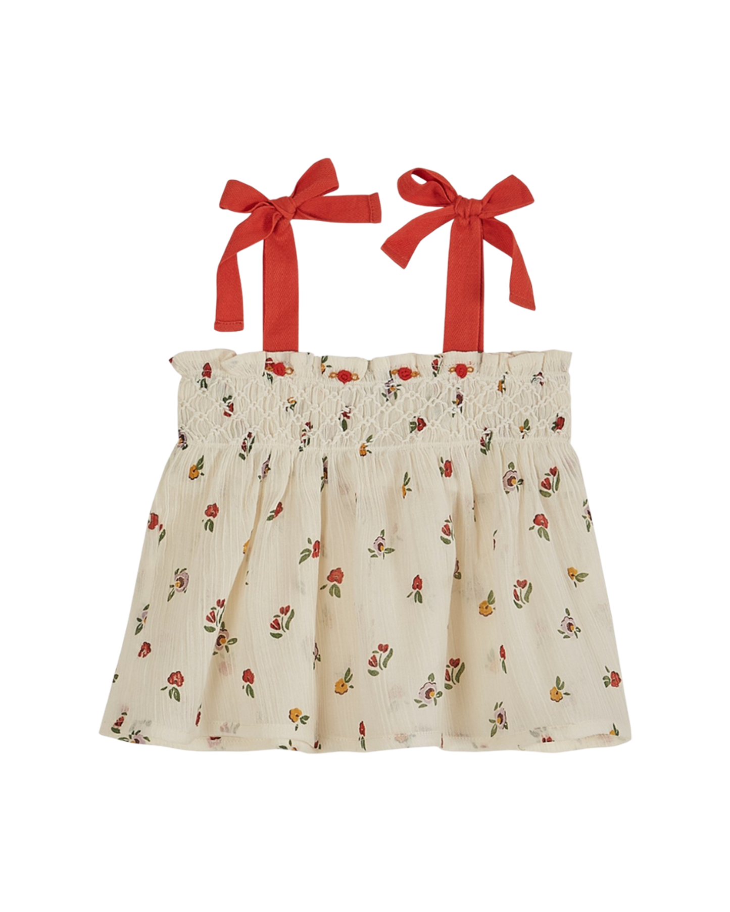 Top coton créponné poppy écru