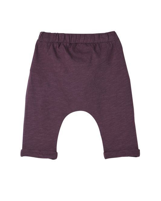 Pantalon bi matière aubergine