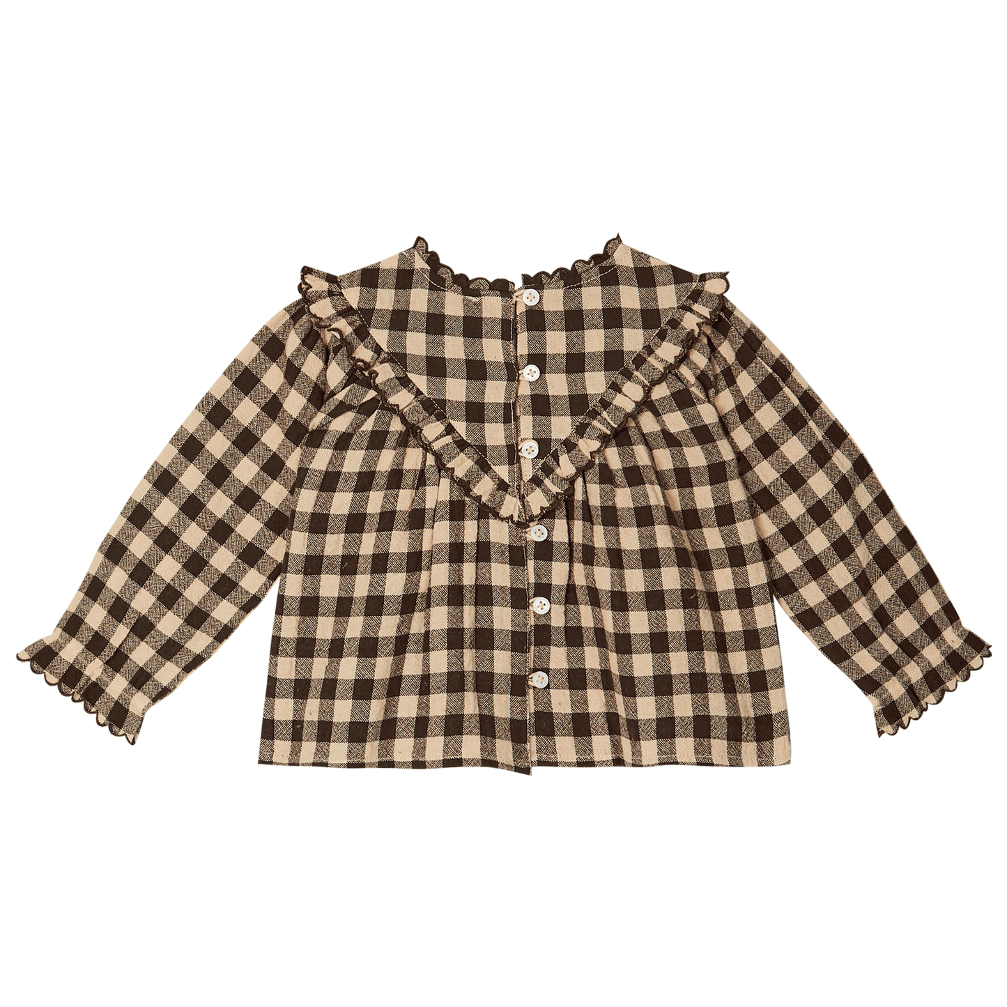 Blouse bébé coton vichy café