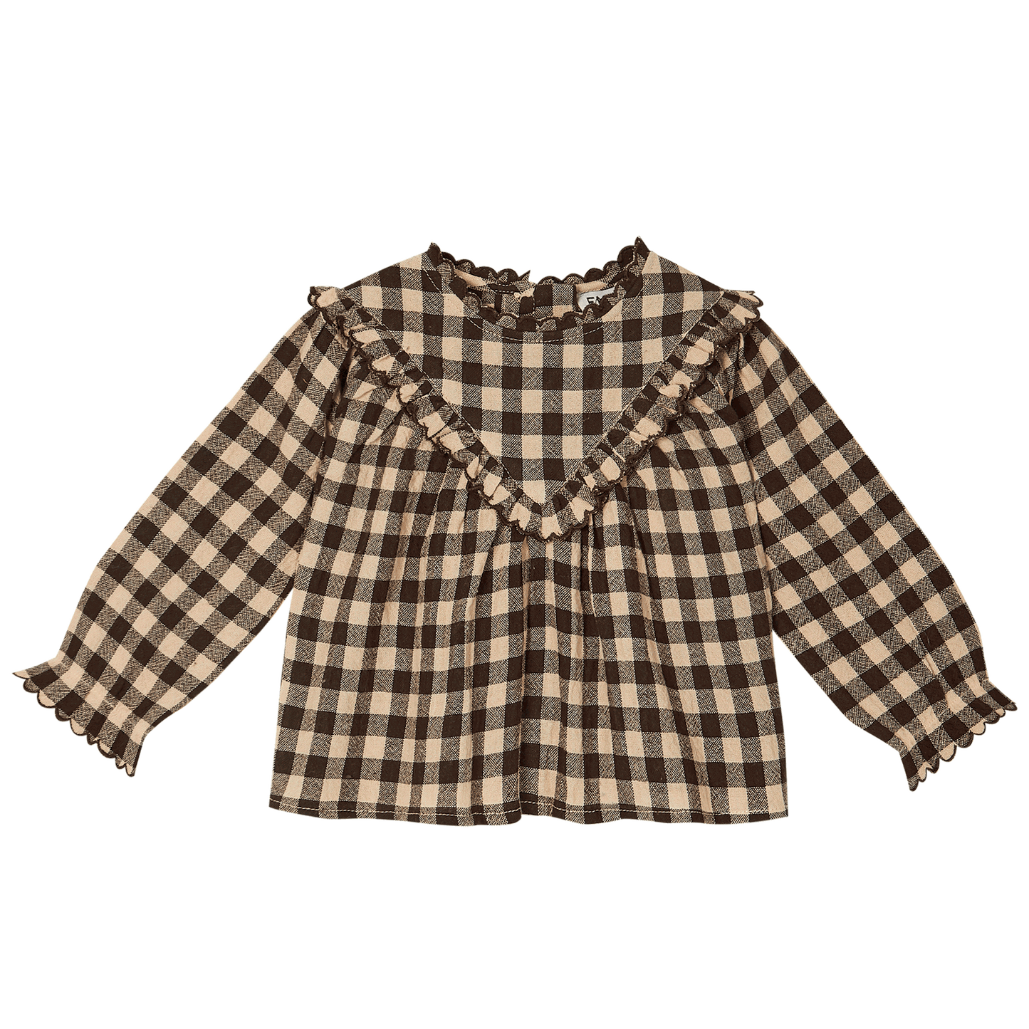 Blouse bébé coton vichy café